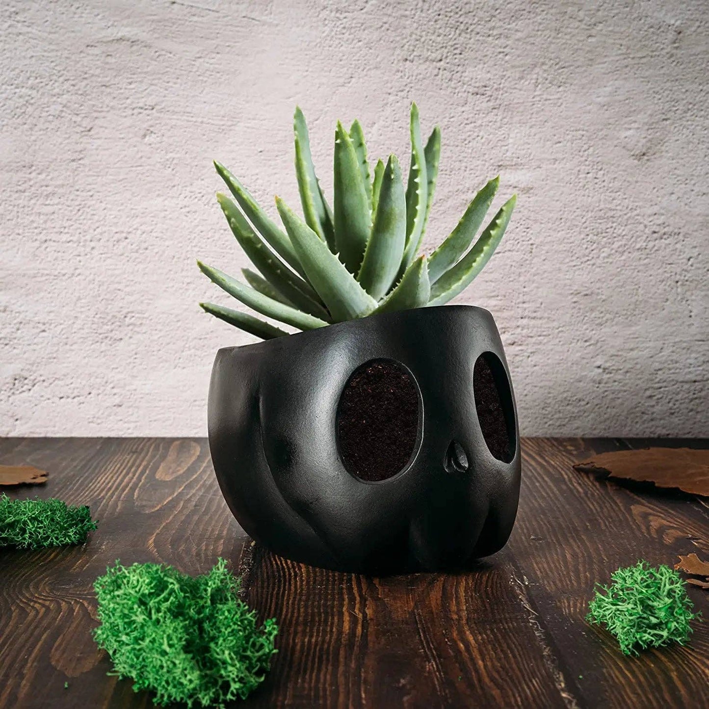 Ghost Geometrical Black Plant Planter Pot 6" Deep Polyresin