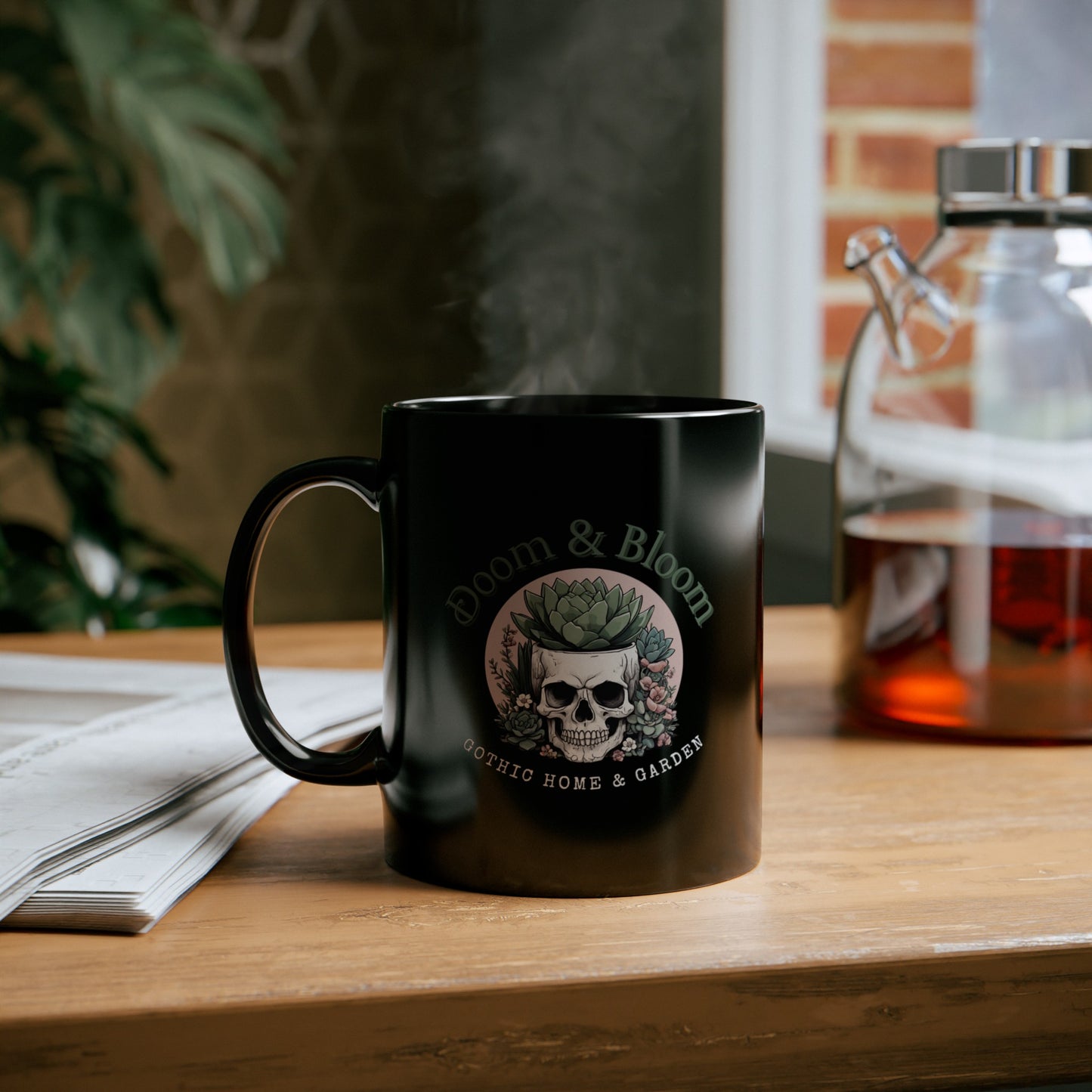 Doom and Bloom Black Mug (11oz) | Stylish Drinkware