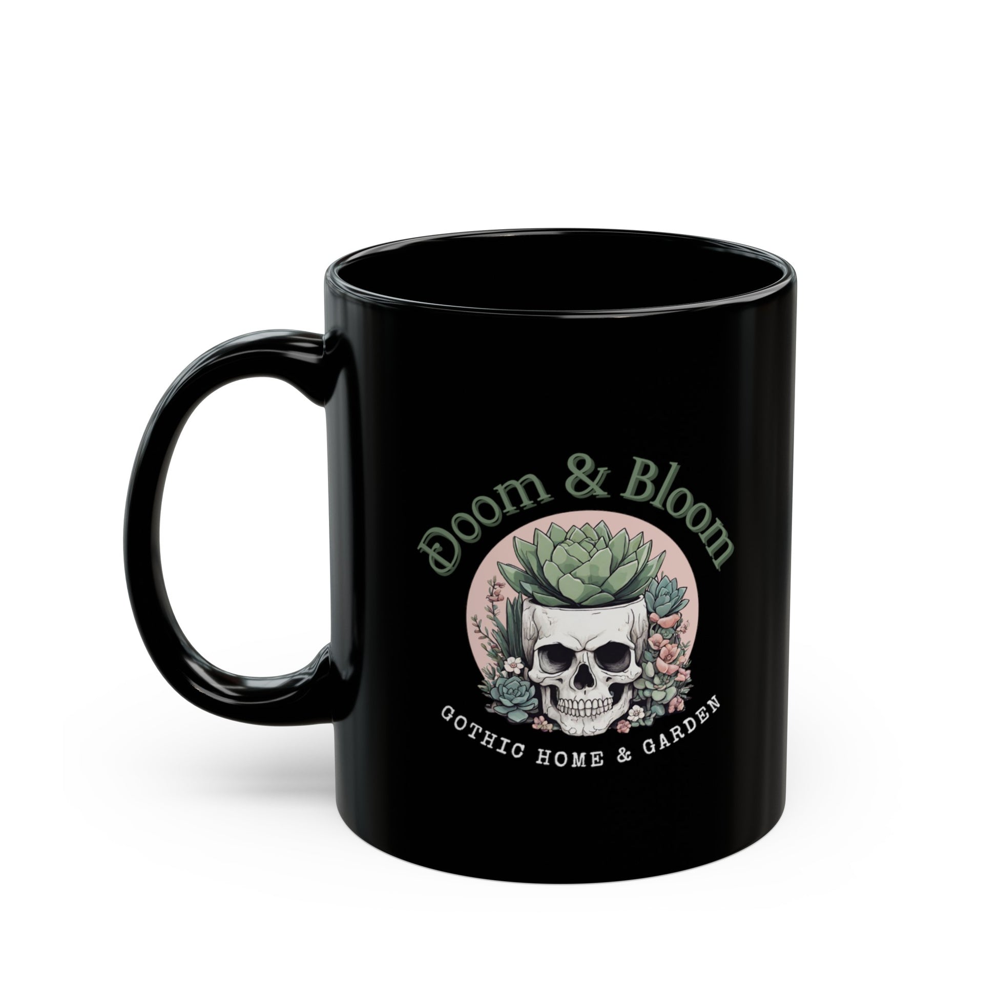 Doom and Bloom Black Mug (11oz) | Stylish Drinkware