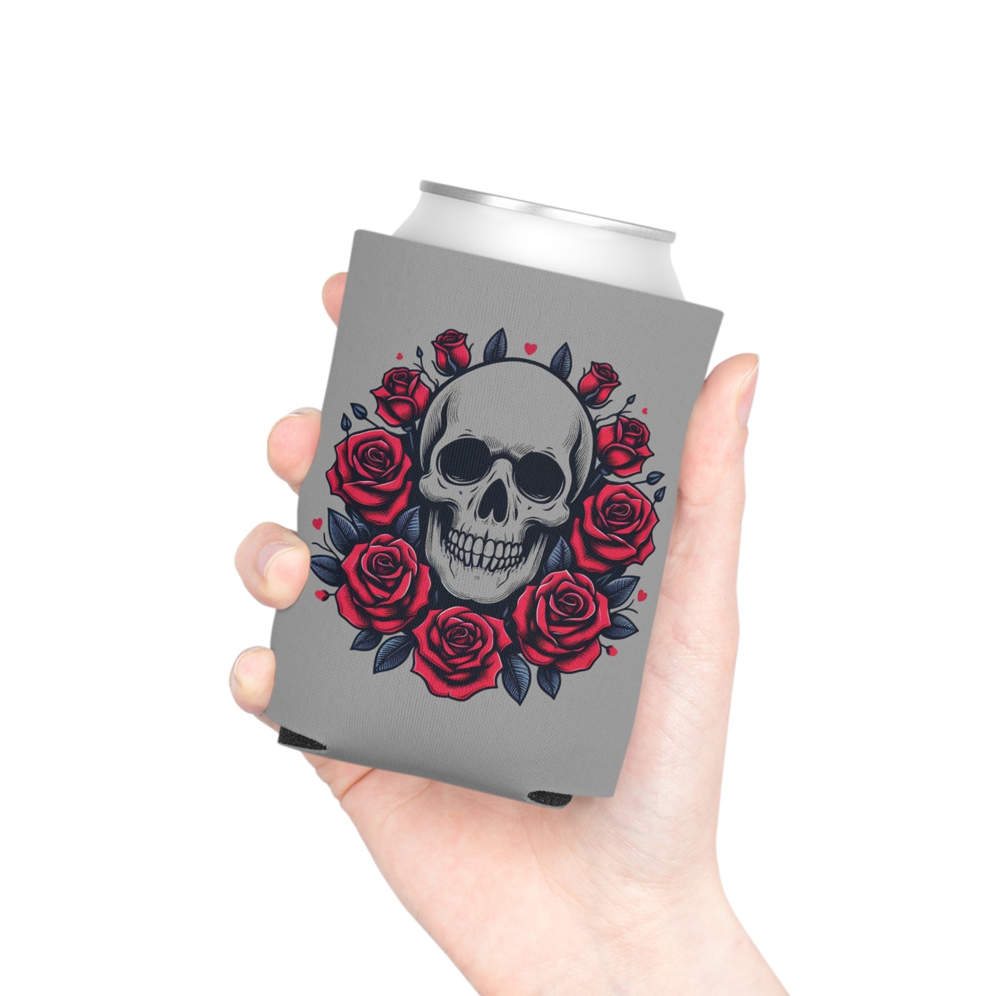 Skulls and Roses Can Cooler | Koozie | Unique Drinkware