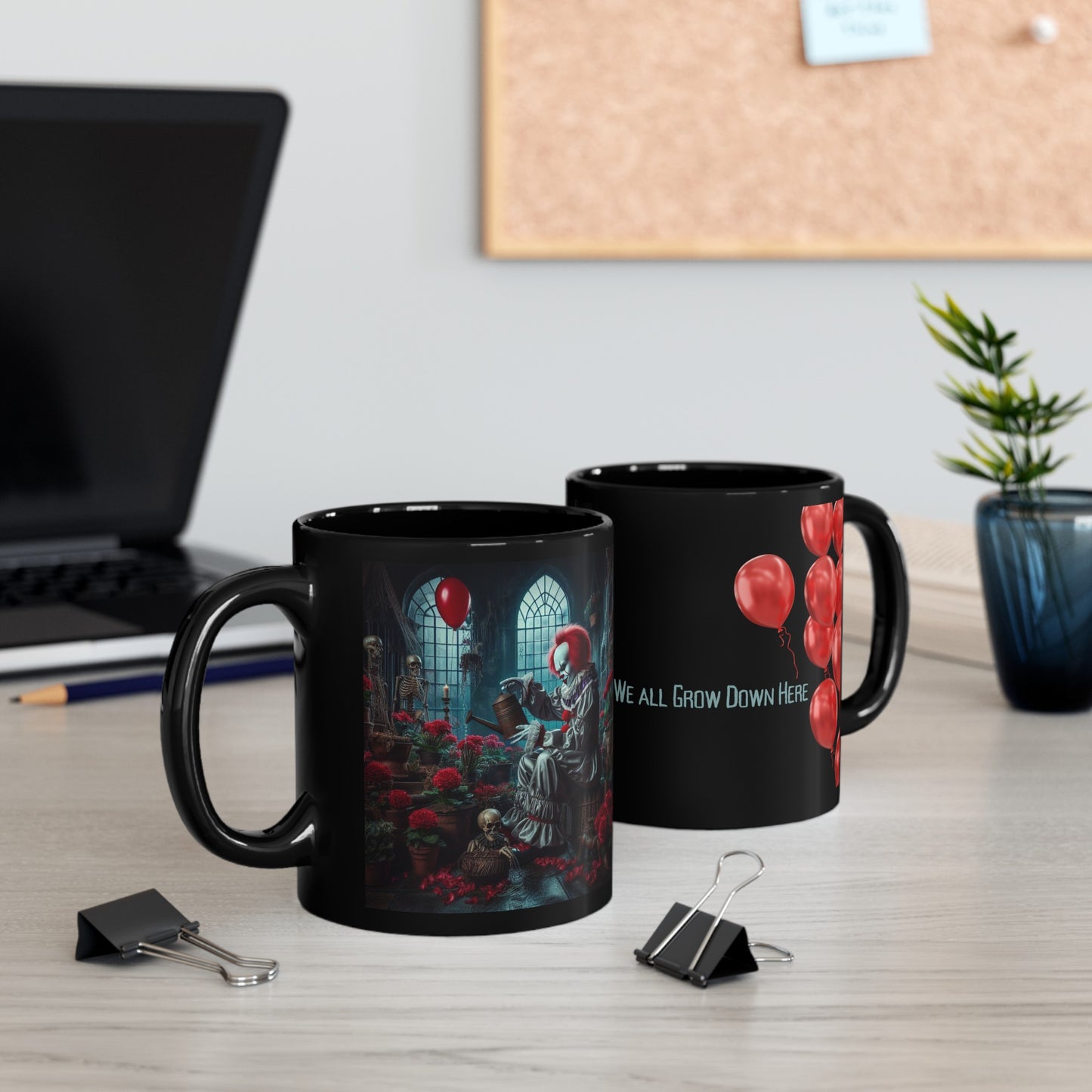 Pennywise the Gardener Black Mug - Perfect for Horror Fans