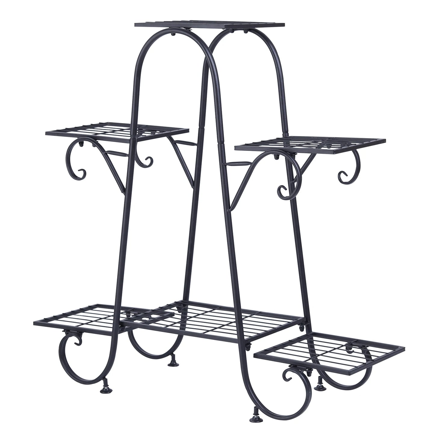 Black 6-Tier Metal Plant Stand | Indoor & Outdoor | Stylish & Durable