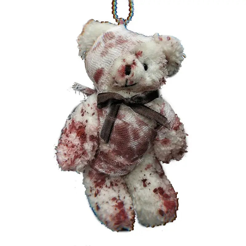 Bloody Plush Bear Keychain | Cute & Creepy Accessory 