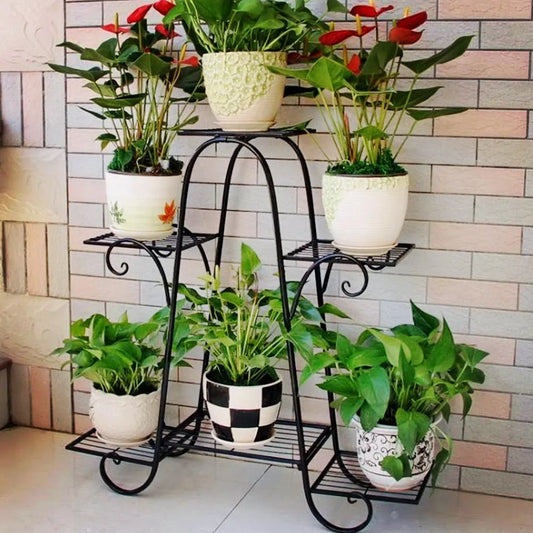 Black 6-Tier Metal Plant Stand | Indoor & Outdoor | Stylish & Durable