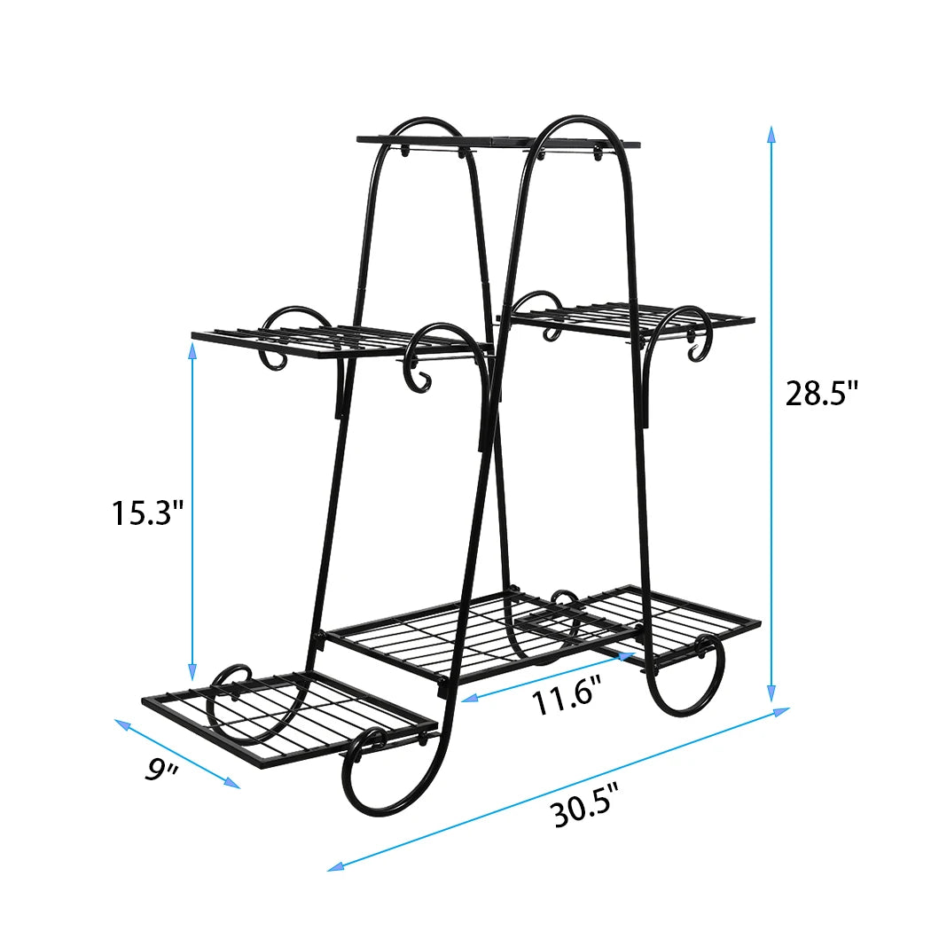 Black 6-Tier Metal Plant Stand | Indoor & Outdoor | Stylish & Durable