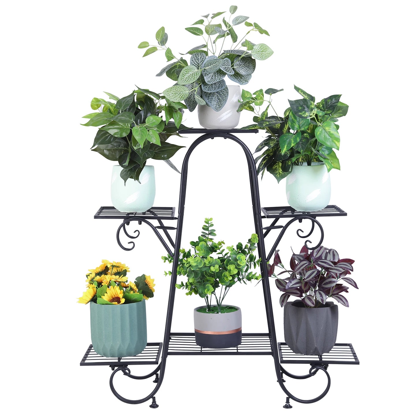 Black 6-Tier Metal Plant Stand | Indoor & Outdoor | Stylish & Durable