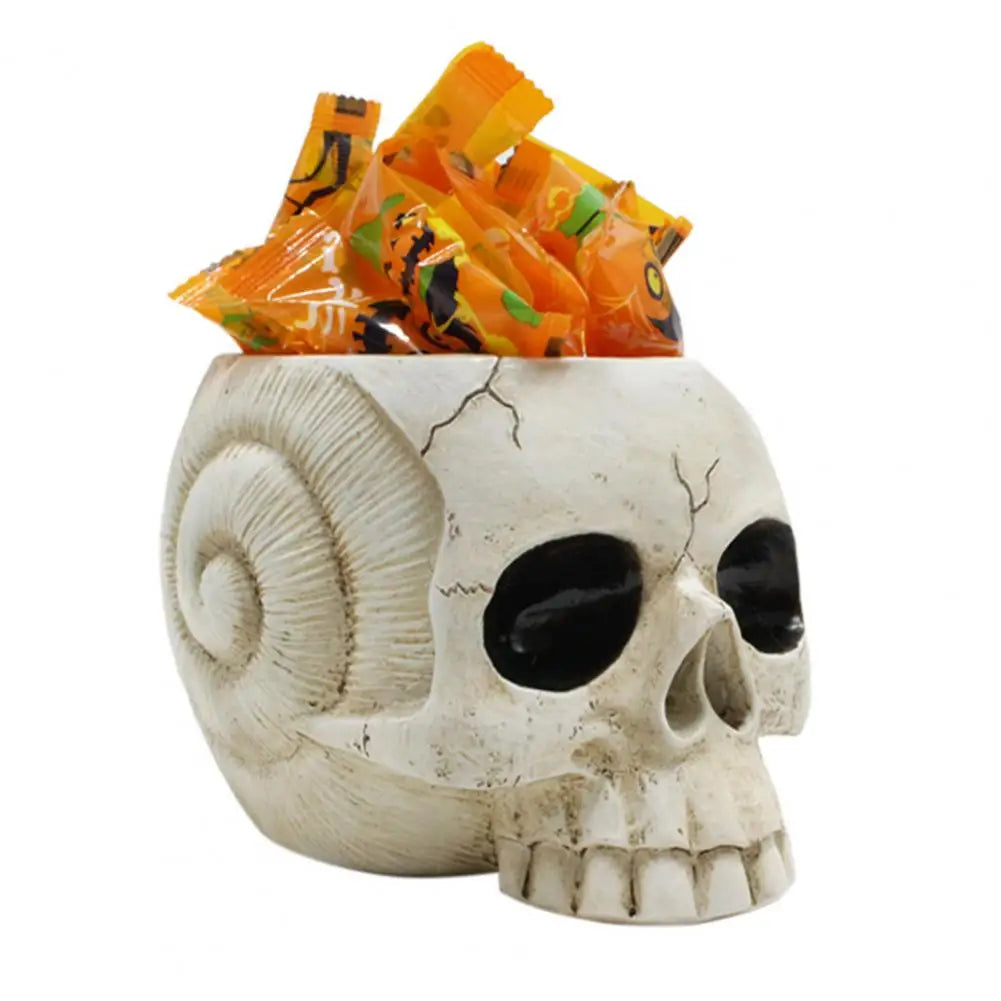 Halloween Decor Realistic Resin Skull Snail Flower Pot