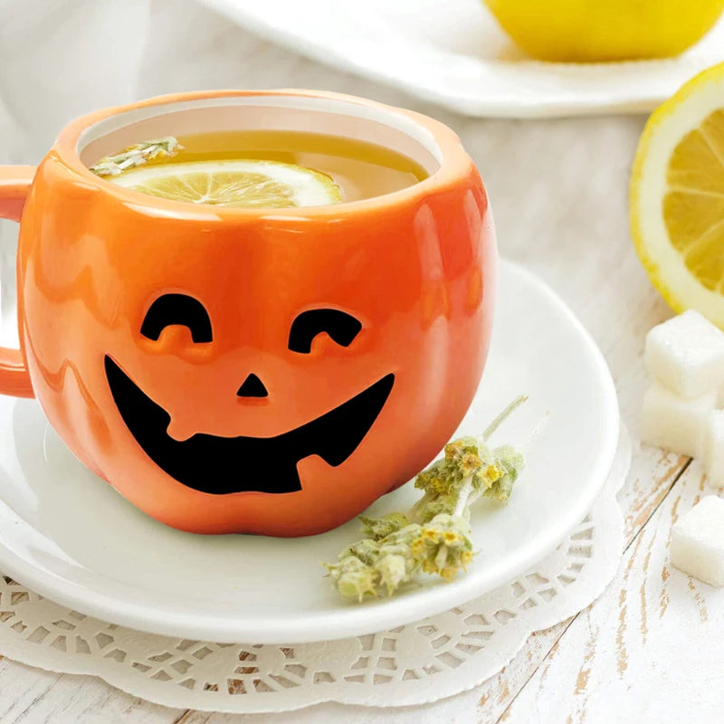 Pumpkin Ceramic Cup With Shovel Spoon 350ML