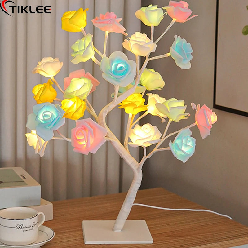 Rose Flower Tree 24 LED Table Lamp | Romantic Decor