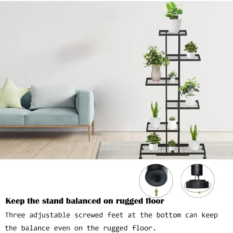 6-Tier Black Metal Plant Stand - Display Multiple Plants