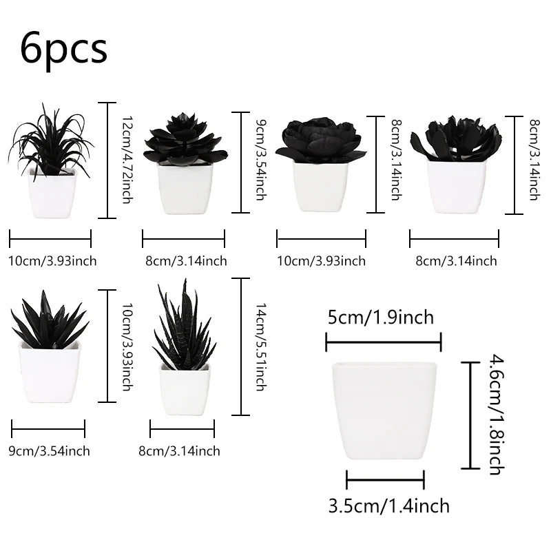 Elegant Black Artificial Succulent Small Potted Plants for Modern Decor