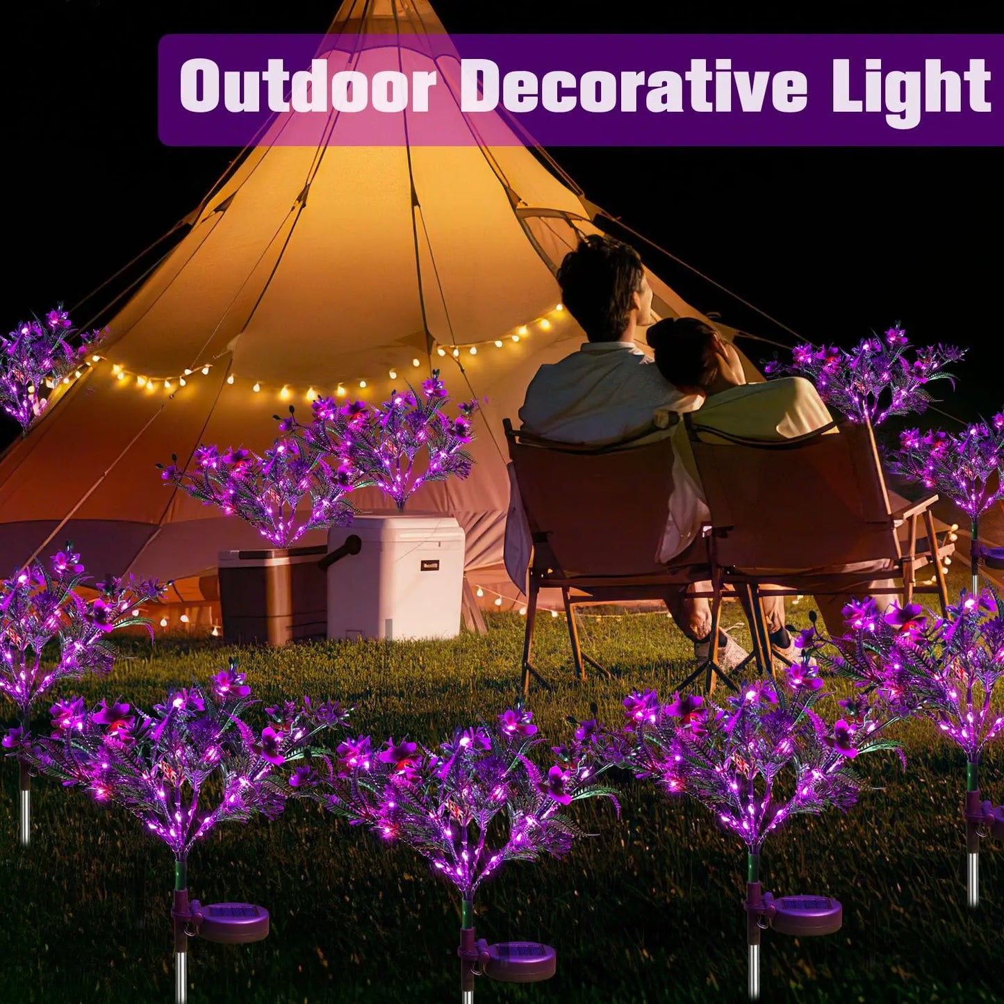 1pc Solar-Powered Garden Light Orchids Flower Light LED Yard Decor Outdoor Lamp