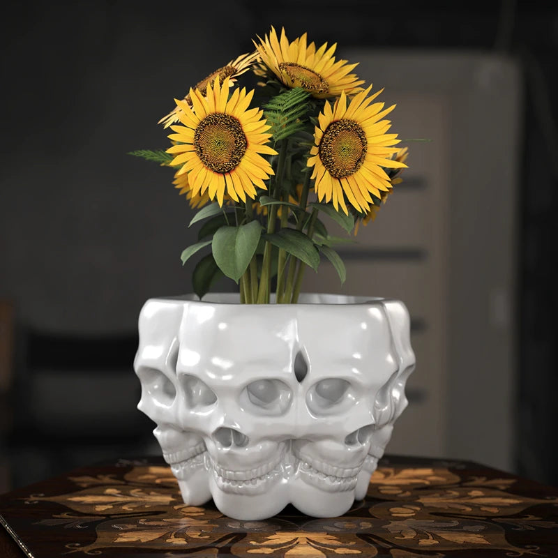 Terror Polyface Skull Planter | Unique Gothic Garden Decor