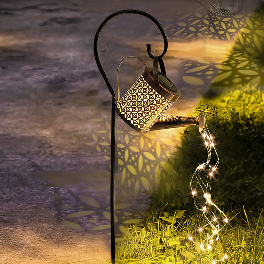 Solar-Powered Watering Can Hanging Lantern Light