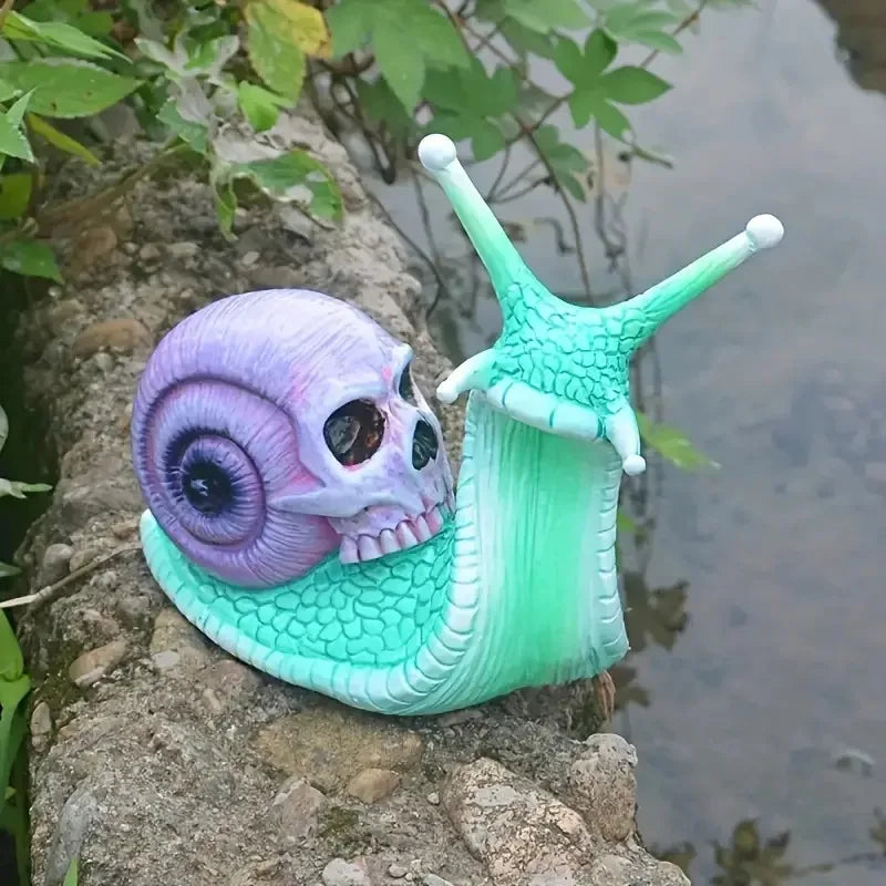 Snail Skull Garden Statue | Unique Yard Decor 