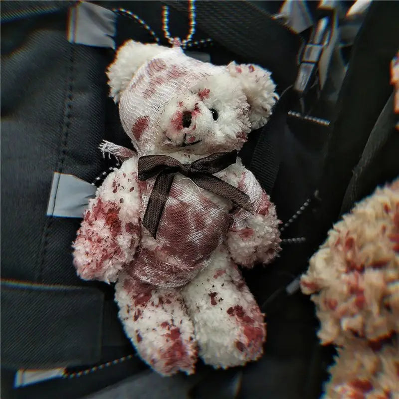 Bloody Plush Bear Keychain | Cute & Creepy Accessory 