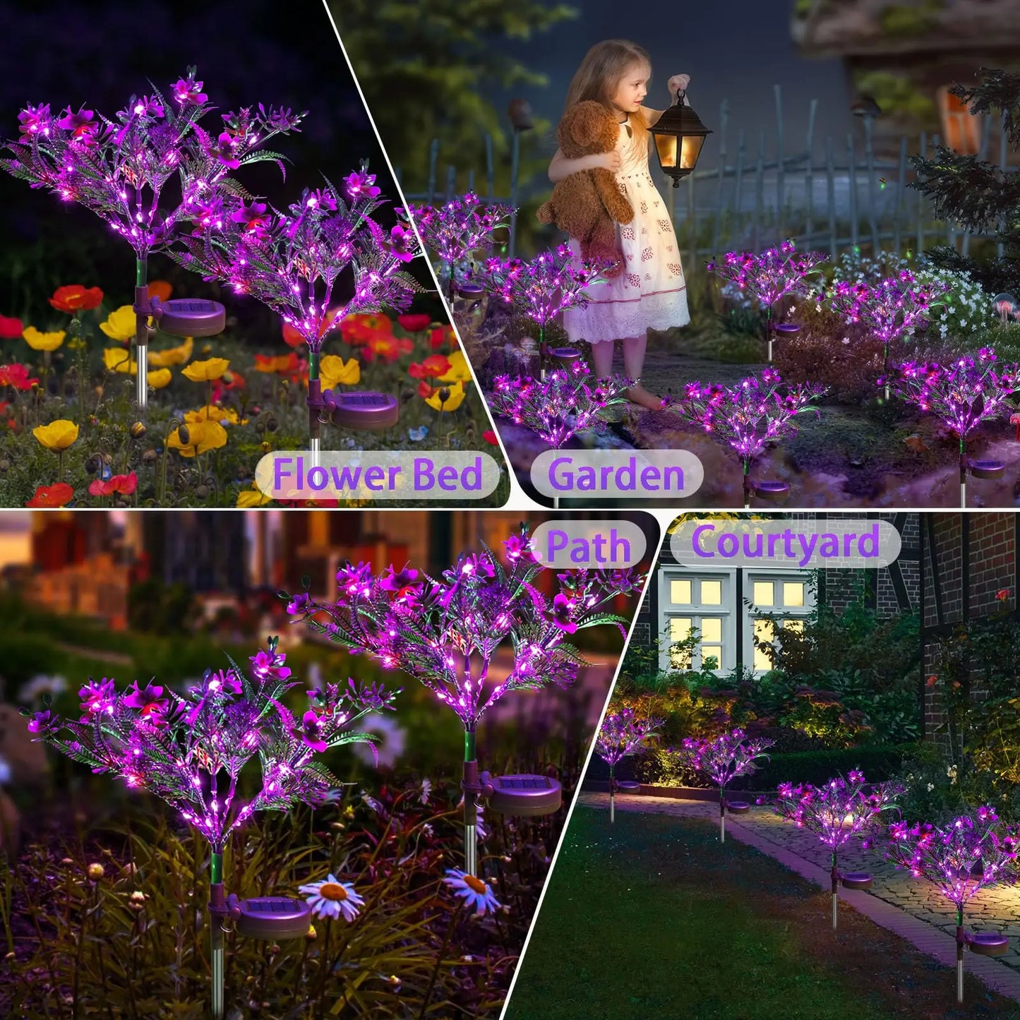 1pc Solar-Powered Garden Light Orchids Flower Light LED Yard Decor Outdoor Lamp