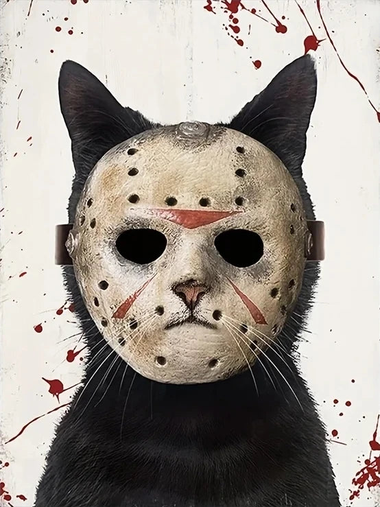 Friday the 13th Jason Cat Wall Art | Spooky & Unique Decor 