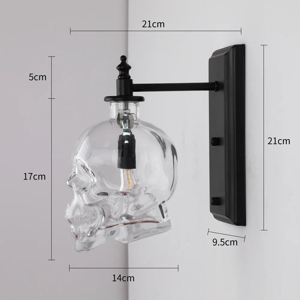 Skull Clear Glass Bottle Wall Light Fixture | Unique Home Lighting