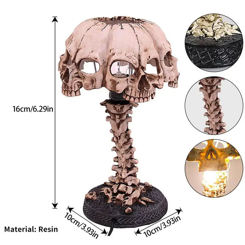 4-Head Horror Skull Night Light for Spooky Home Decor