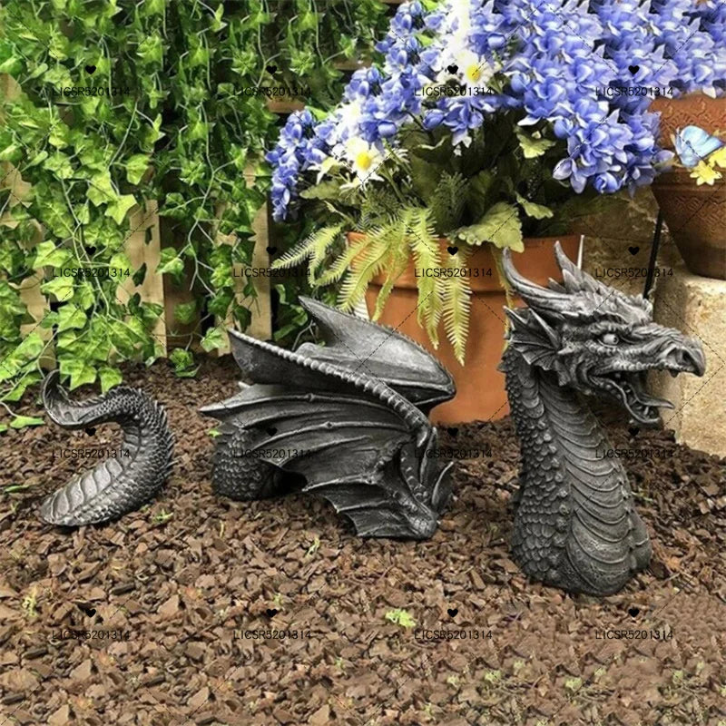 Swimming Dragon Lawn Sculpture | Unique Garden Decor