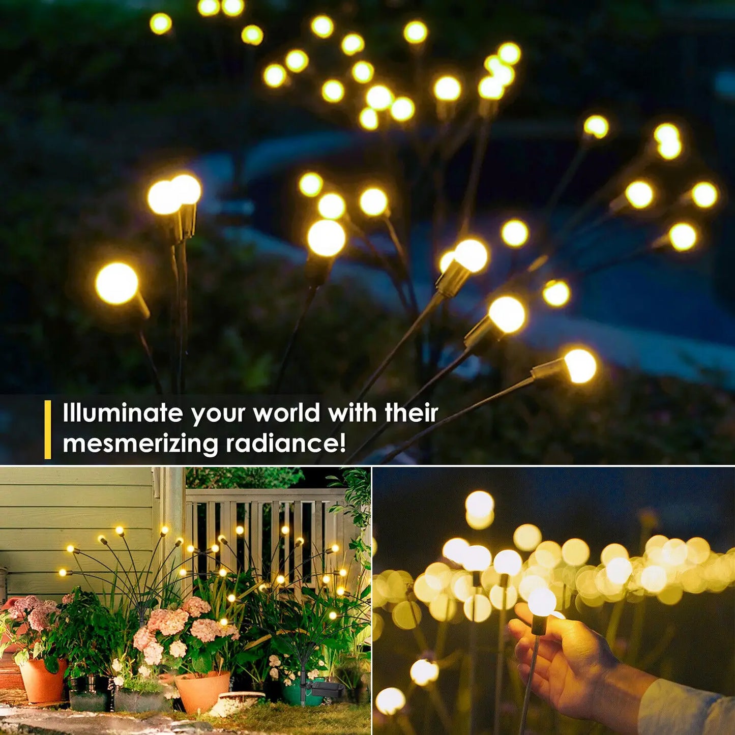 Enchanting Heads LED Solar Powered Firefly Garden Lights