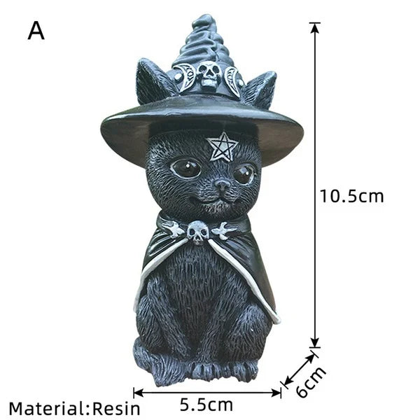 Witchy Cat Sculpture Lawn Figure