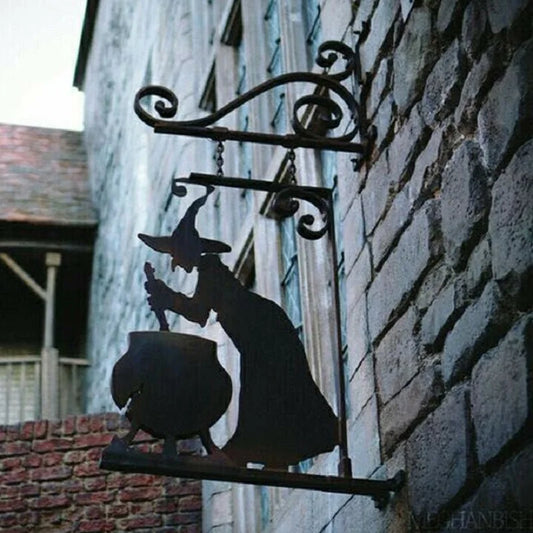 Witch Iron Garden Corner Sign