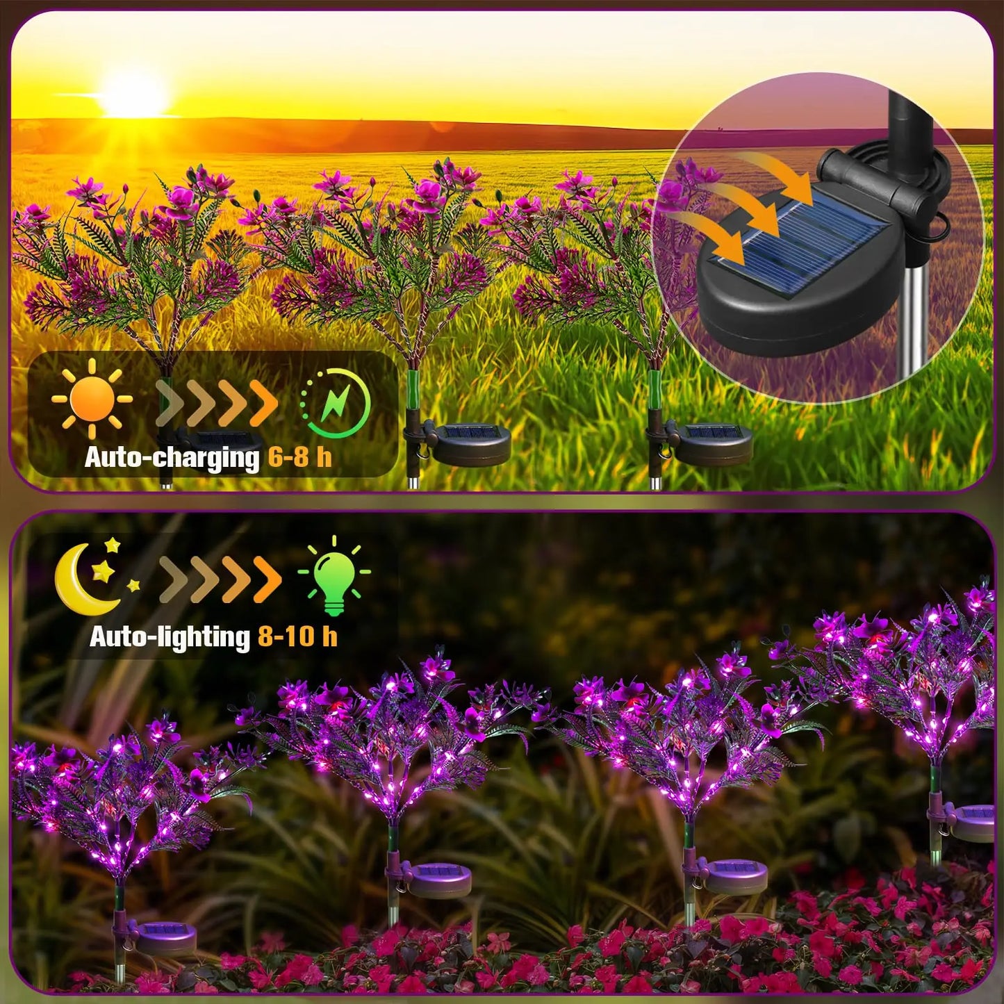 1pc Solar-Powered Garden Light Orchids Flower Light LED Yard Decor Outdoor Lamp