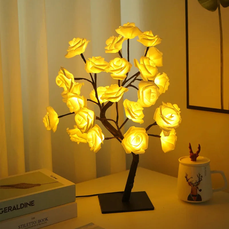 Rose Flower Tree 24 LED Table Lamp | Romantic Decor