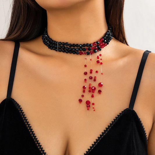 Black/Red Crystal Blood Necklace | Eye-Catching Jewelry