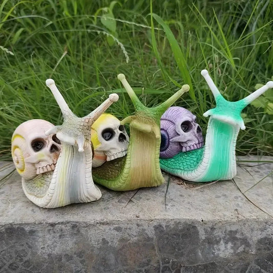 Snail Skull Garden Statue | Unique Yard Decor 