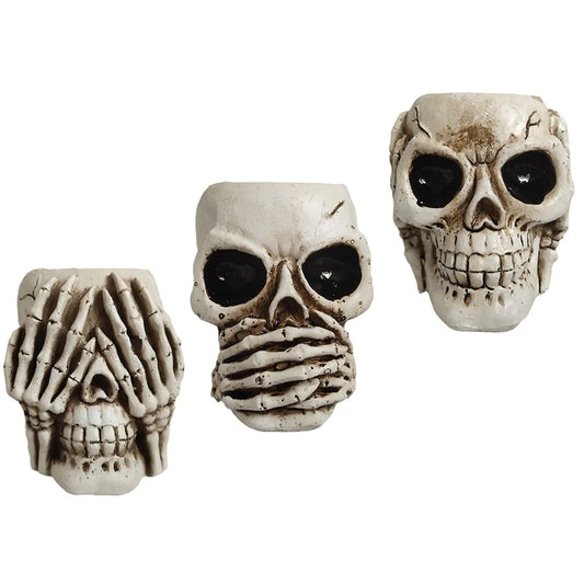 See no Evil, Speak no Evil, Hear no Evil Skull Planters