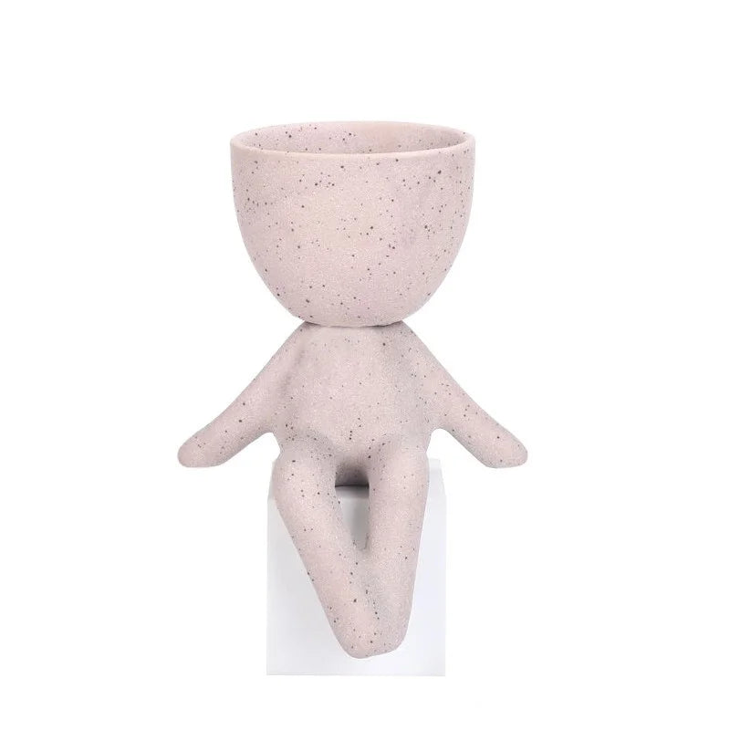 Cute Posing Figure Ceramic Flower Pot | Flowers or Succulents 