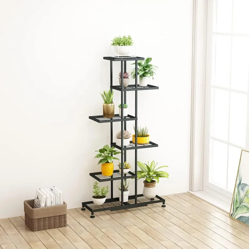 6-Tier Black Metal Plant Stand - Display Multiple Plants