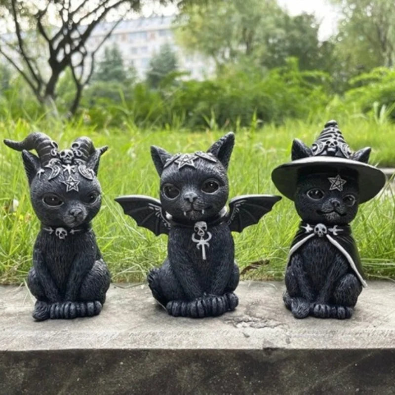 Witchy Cat Sculpture Lawn Figure