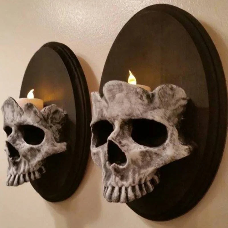 Skull Head Wall-Mounted Candle Holder - 2 Styles 