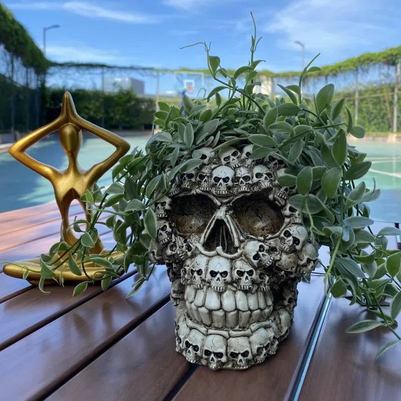 Small Resin Skeleton | Skull Planter | Unique Garden Decor