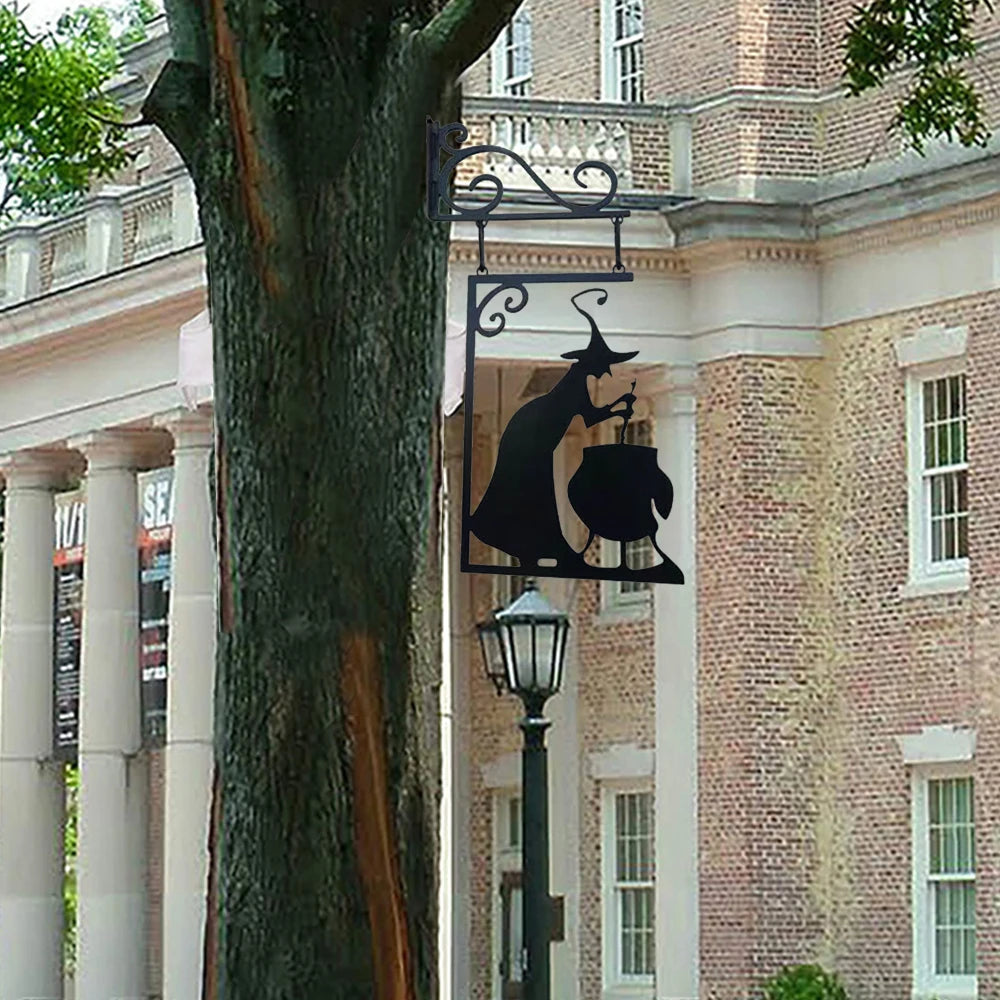 Witch Iron Garden Corner Sign