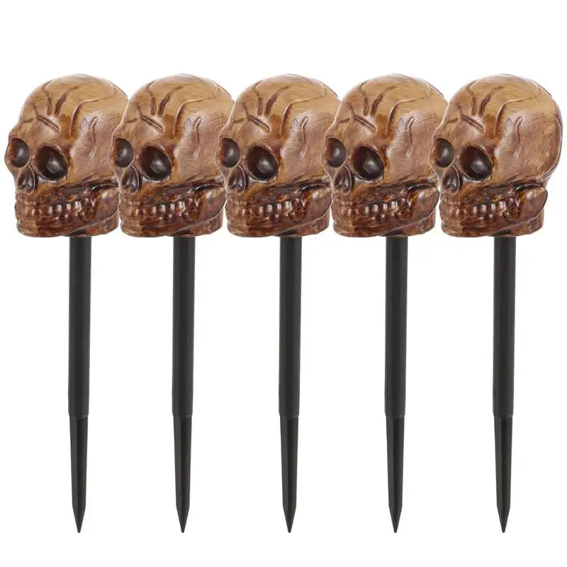 Skull Lawn Lamp Stakes (5 Pack) (White or Brown)