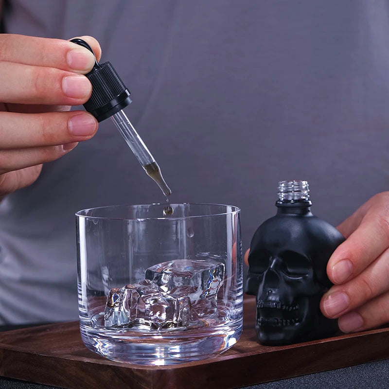 Glass Skull Dropper Bottle- Black or Transparent