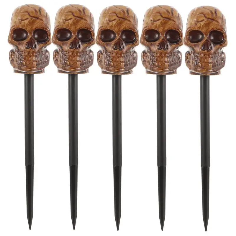 Skull Lawn Lamp Stakes (5 Pack) (White or Brown)