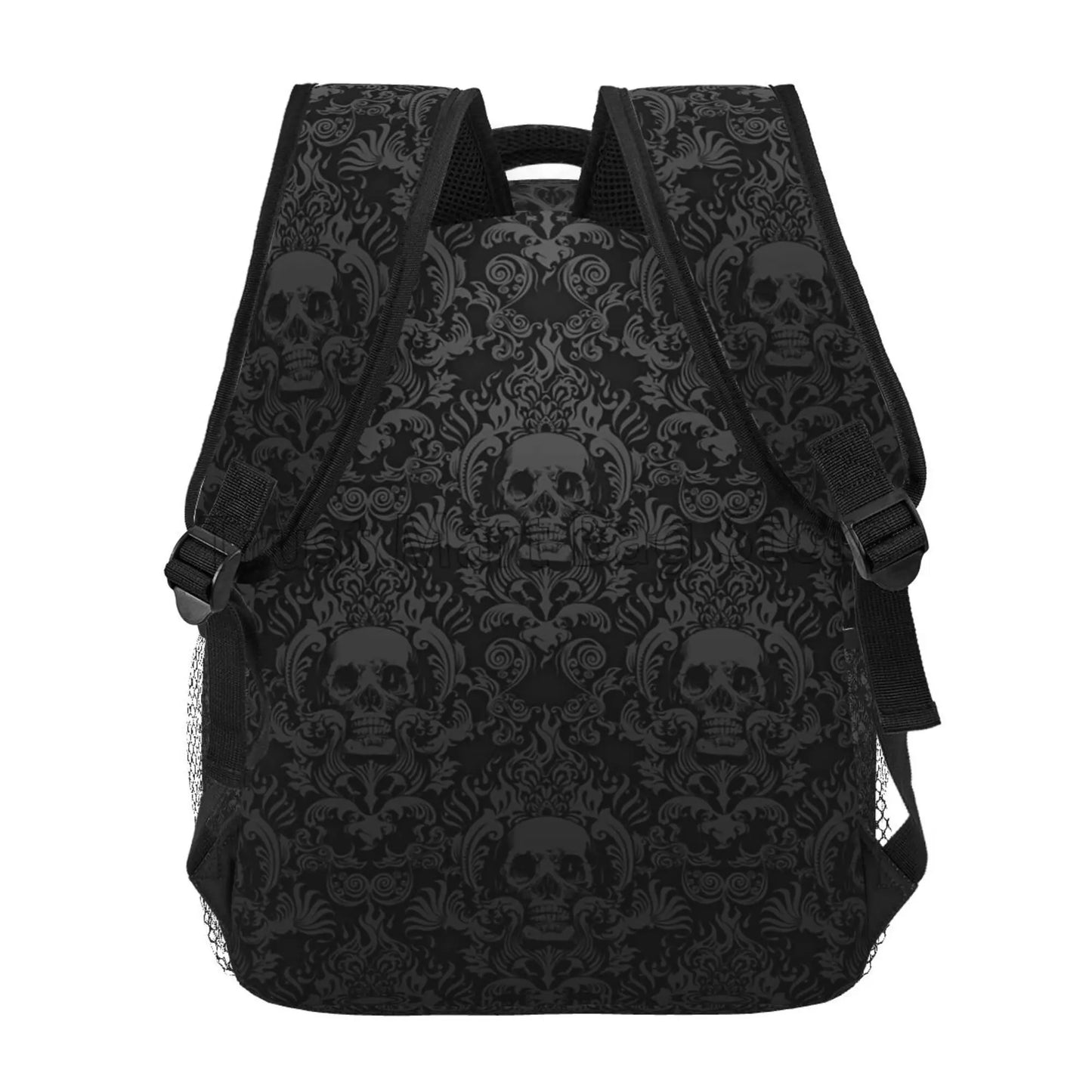 Gothic Black Skull Damask Pattern Backpack