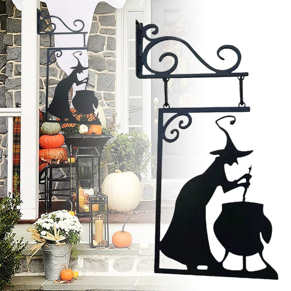 Witch Iron Garden Corner Sign