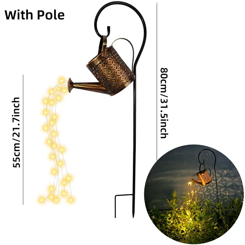 Solar-Powered Watering Can Hanging Lantern Light