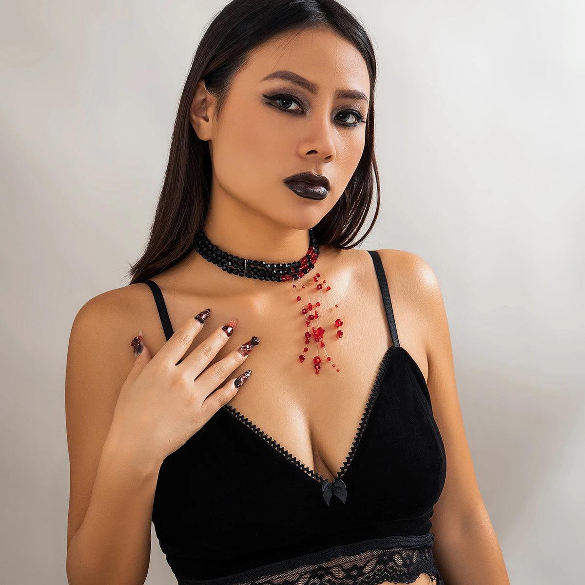 Black/Red Crystal Blood Necklace | Eye-Catching Jewelry