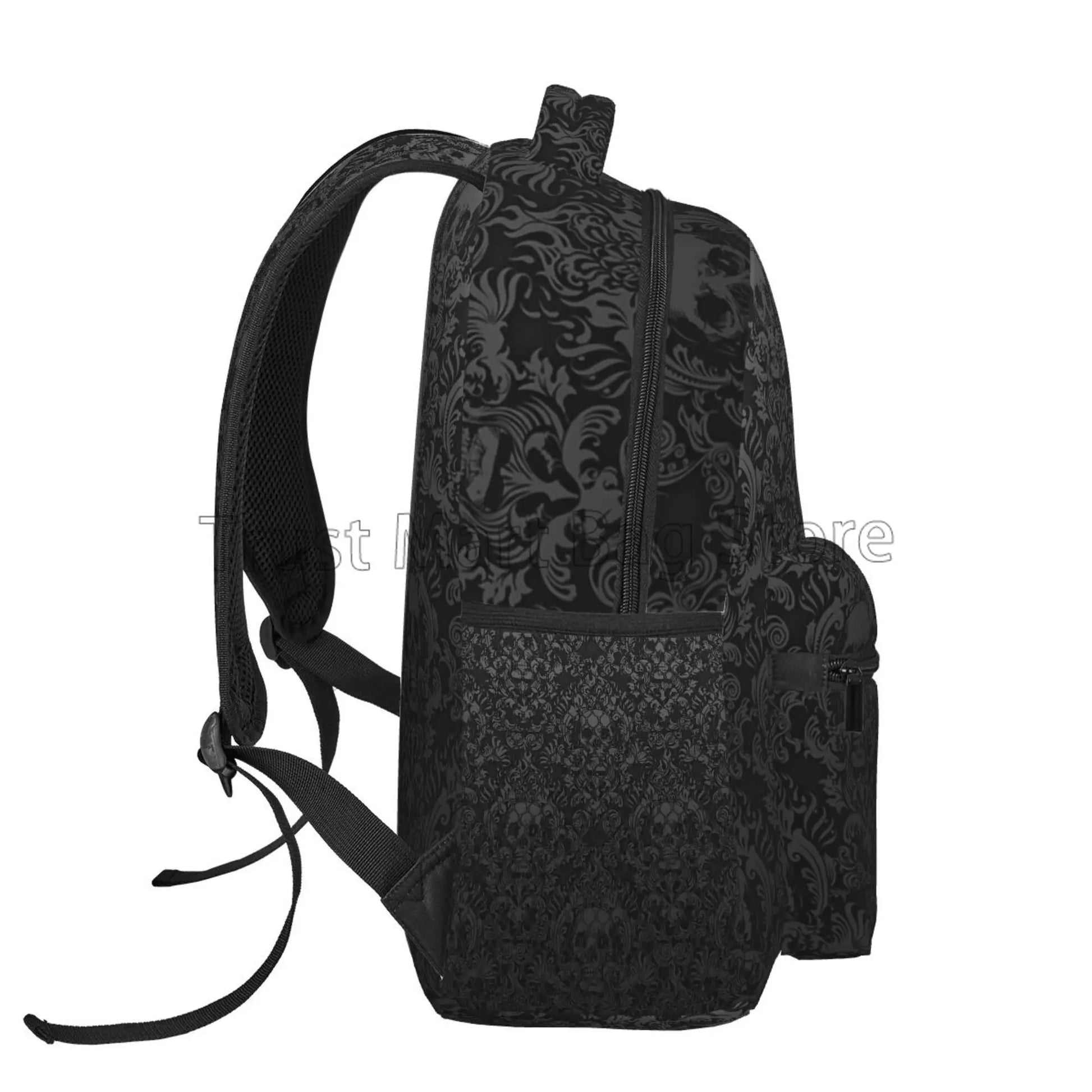 Gothic Black Skull Damask Pattern Backpack