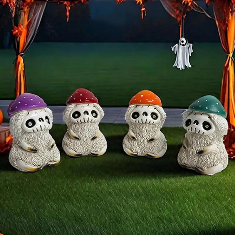 Mushroom Skull Garden Statue - Perfect for Spooky Outdoor 