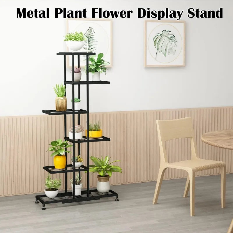 6-Tier Black Metal Plant Stand - Display Multiple Plants