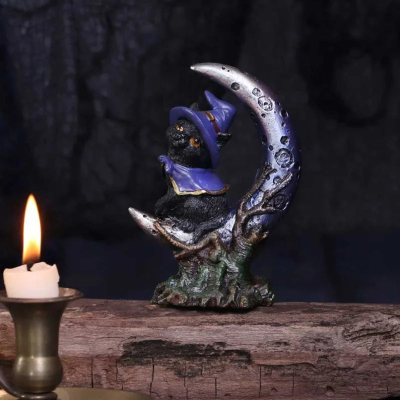 Witch Cat and Moon Statue